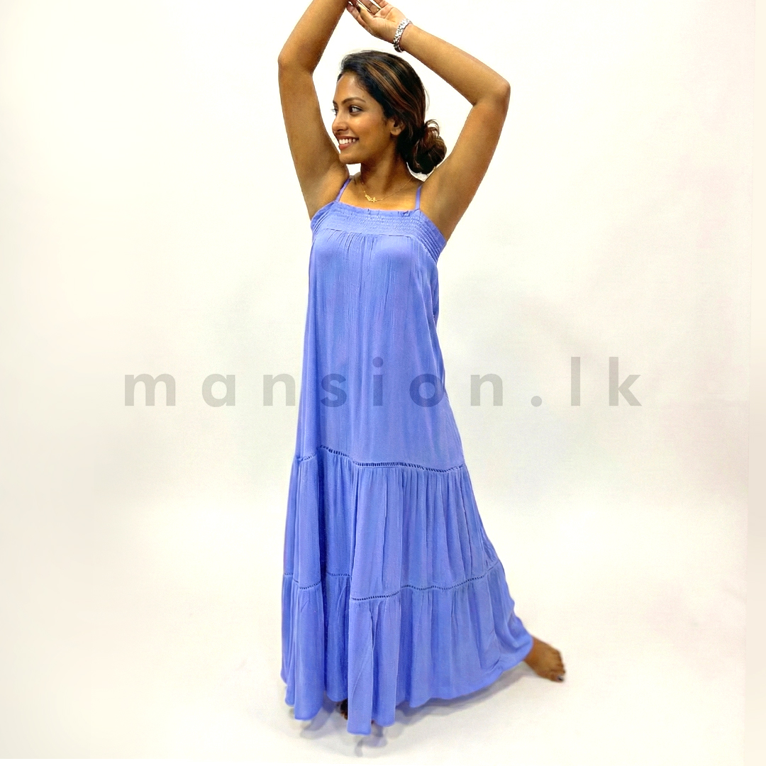 LD 0177 front Breeze Tiered Maxi Dress - Blue - Image 1