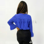 Ruffle detail Long sleeve Top - Blue - Image 2