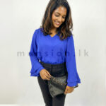 Ruffle detail Long sleeve Top - Blue