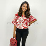 Bold Ptd Kaftan Top - Red