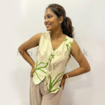 Floral Print Tie-Front Top - Green