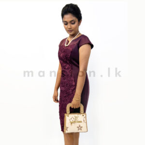 Elegance Embossed Maroon Shift Dress