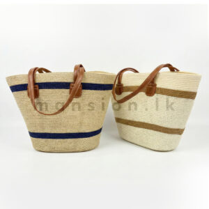Coastal Double Line Straw Tote