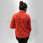 Bloom Tie-Neck Button-Down Blouse - Crimson - Image 2
