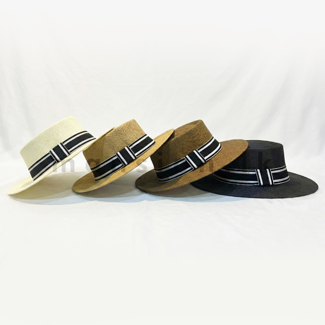 GH 0077 all in one Riviera Classic Straw Boater Hat - Image 1