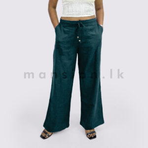 Wide-Leg Linen Pant - Forest Green
