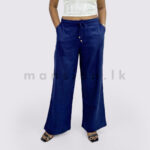 Wide-Leg Linen Pant - Navy Blue