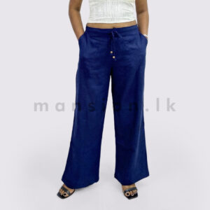 Wide-Leg Linen Pant - Navy Blue