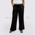 Wide-Leg Linen Pant - Black