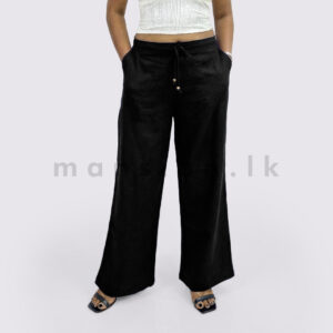 Wide-Leg Linen Pant - Black