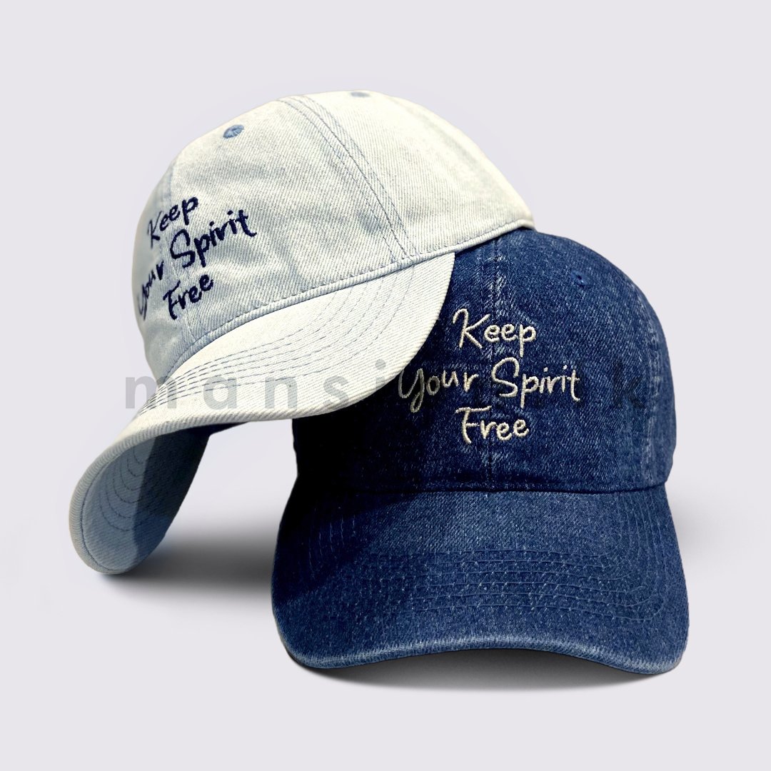 GC 0674 All in one Spirit Free Washed Denim Cap - Image 1