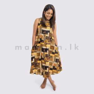 Linen Sleeveless Midi Dress - Tribal Brown