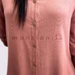 Plain Linen Shirt Dress - Dusty Pink - Image 4