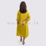 Plain Linen Shirt Dress - Mustard - Image 2