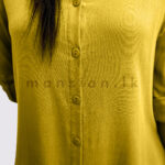 Plain Linen Shirt Dress - Mustard - Image 3