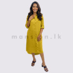 Plain Linen Shirt Dress - Mustard