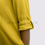 Plain Linen Shirt Dress - Mustard - Image 4