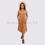 Sleeveless Midi Corduroy Shirt Dress - Image 7