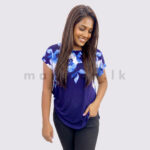Blue Floral Printed Tshirt Top
