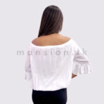 Off-Shoulder Lace Detail Top - White - Image 2