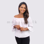 Off-Shoulder Lace Detail Top - White