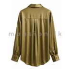 Olive Luxe Satin Button-Up Blouse - Image 3