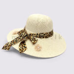 Women's Summer Hat with Leopard Print Ribbon - Image 4