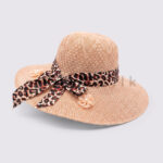 Women's Summer Hat with Leopard Print Ribbon - Image 2