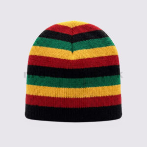 Multicolor Striped Knit Beanie Hat