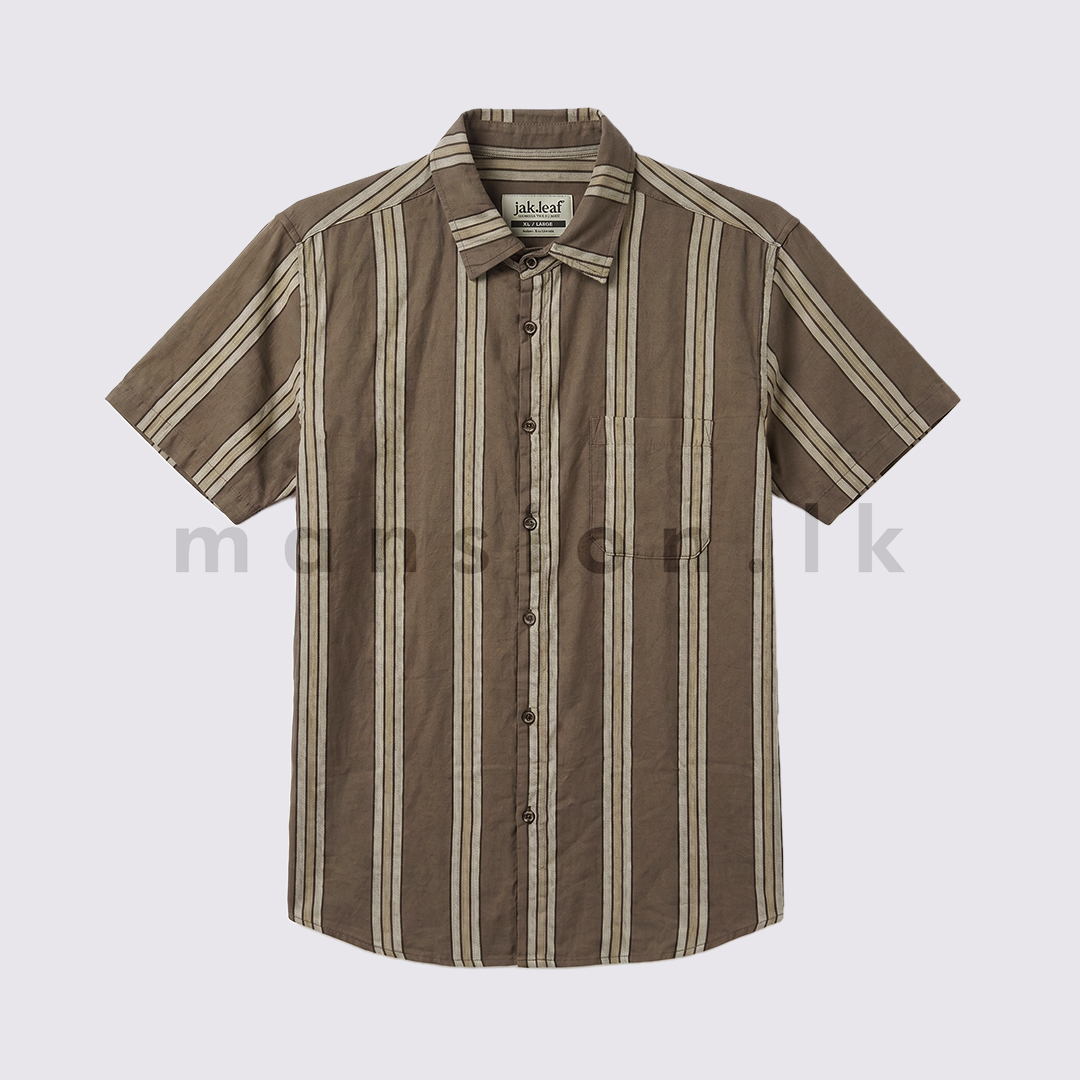 GS 9270 Earth Tone Vertical Stripe Short Sleeve Shirt - Plus Size - Image 1