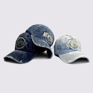 New York Distressed Denim Cap
