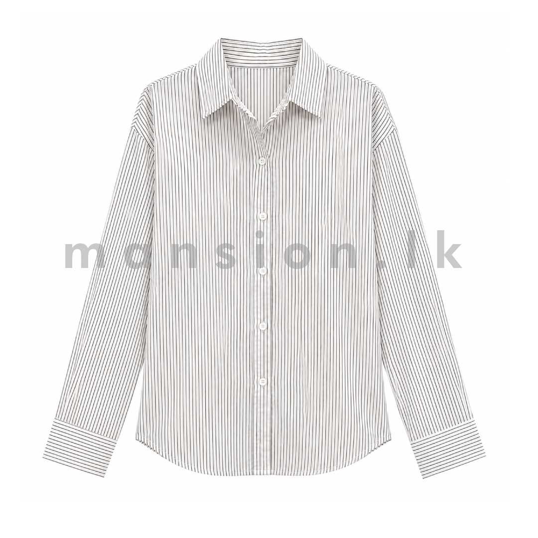1011f Fine Pinstripe Cotton Shirt Black - Image 1