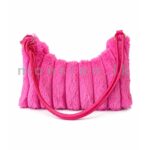 Striped Faux Fur Shoulder Bag - Image 2