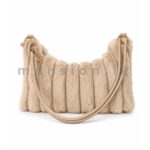 Striped Faux Fur Shoulder Bag - Image 4
