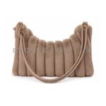 Striped Faux Fur Shoulder Bag - Image 10
