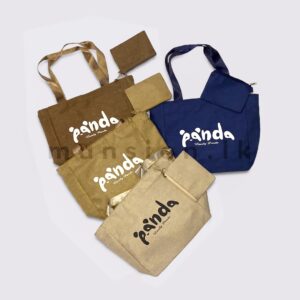 Panda Jute Tote Bag with Detachable Zip Pouch