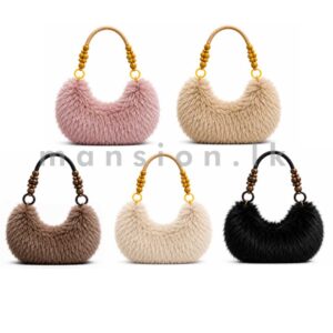Plush Beaded Shoulder Bag