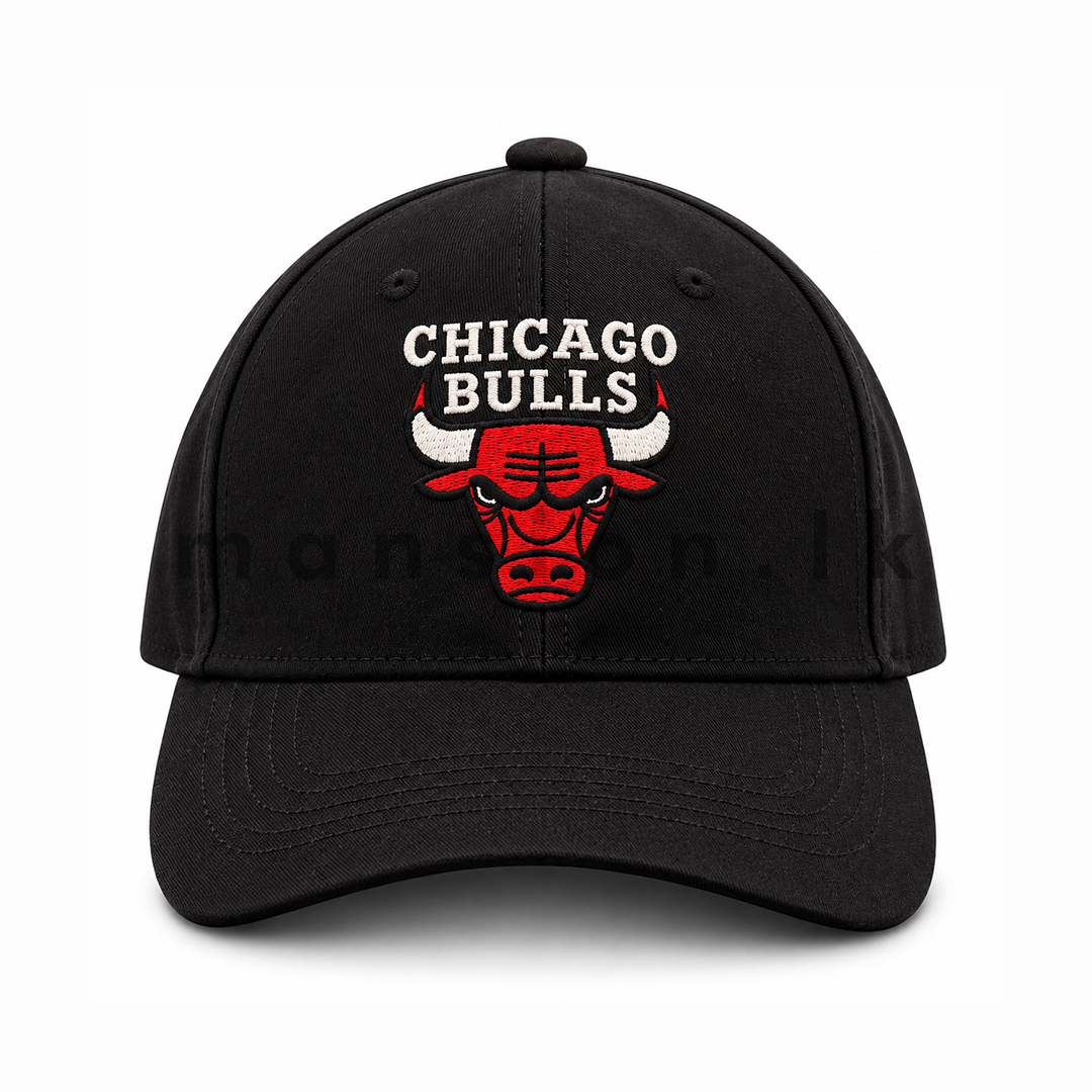 121205 black Classic Chicago Bull Embroidered Cotton Cap - Image 1