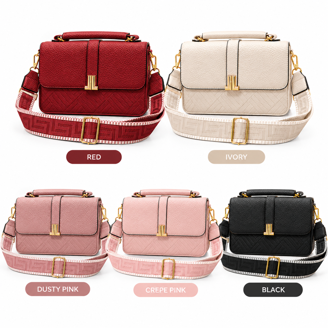 Five-Color Handbag Collection Nora Flap Shoulder Bag - Image 1